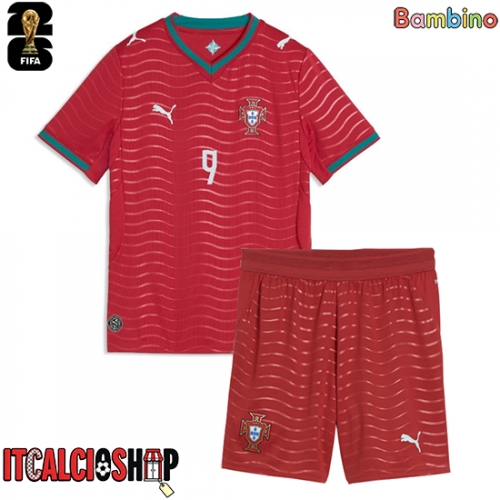 Portogallo Goncalo Ramos #9 Prima Maglia Bambino Mondiali 2026 Manica Corta (+ Pantaloni corti)